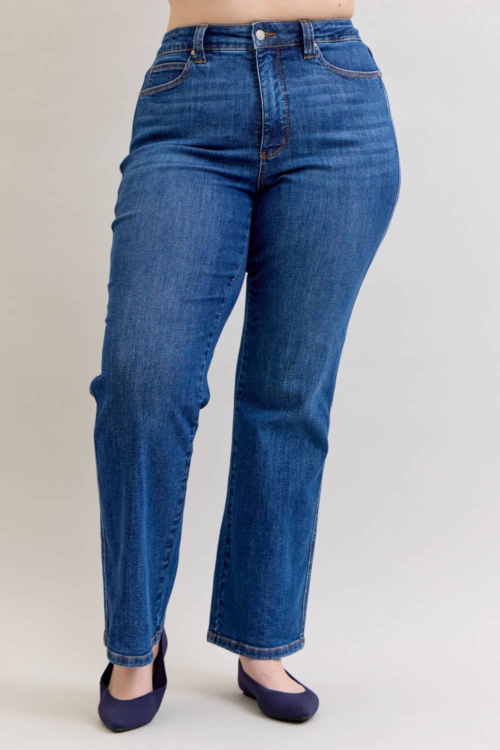 Judy Blue Plus Size High Waist Tummy Control Straight Leg Jeans