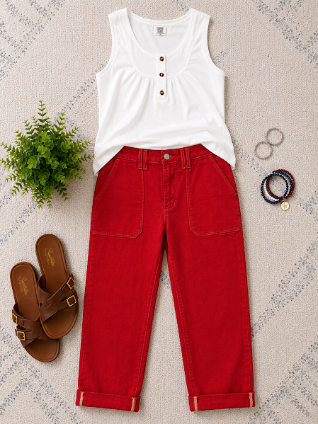 Judy Blue Red Weekender High Waist Relaxed Fit Straight Leg Jeans