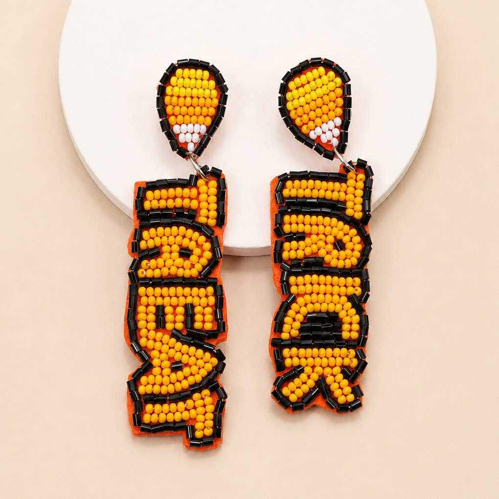 HALLOWEEN TRICK OR TREAT SEED BEAD DROP EARRINGS