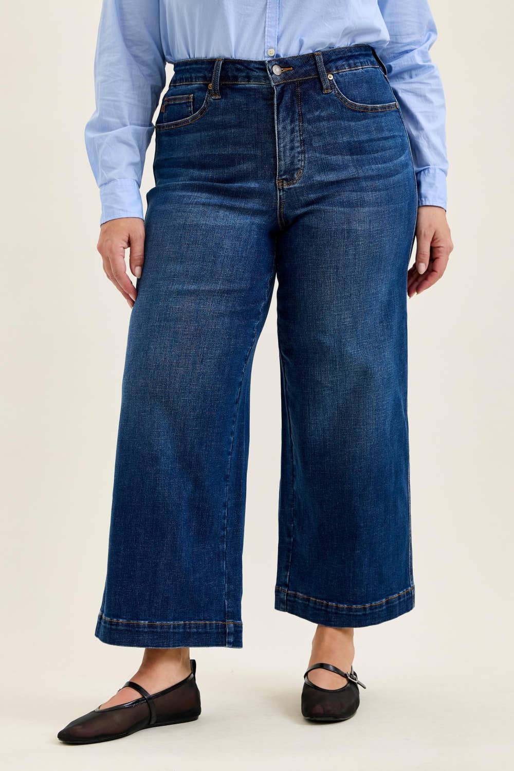 Judy Blue HW T.C. CLAUDIA  Ankle Wide DK Deep Indigo - PLUS