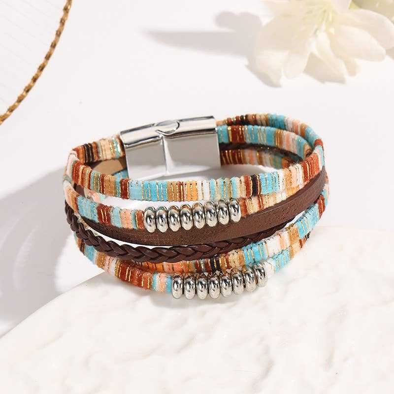 MAGNETIC BUCKLE BOHO MULTI LAYER BRACELET