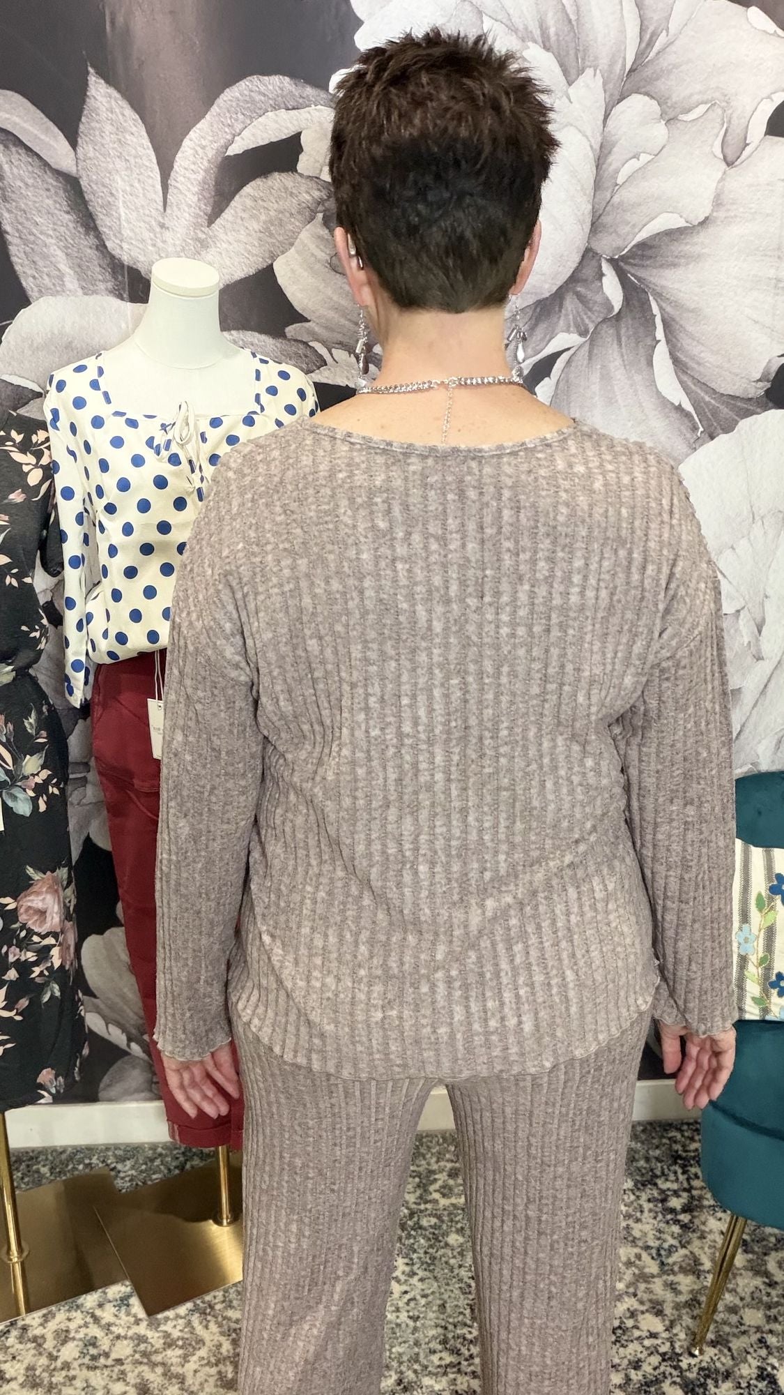 Ribbed V-Neck Loungewear Set
