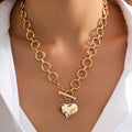 Hammered Heart Toggle Necklace – Gold Statement Pendant