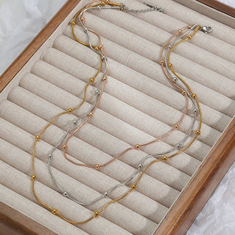 18K STAINLESS STEEL TARNISH FREE LAYERED NECKLACE