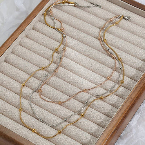 18K STAINLESS STEEL TARNISH FREE LAYERED NECKLACE