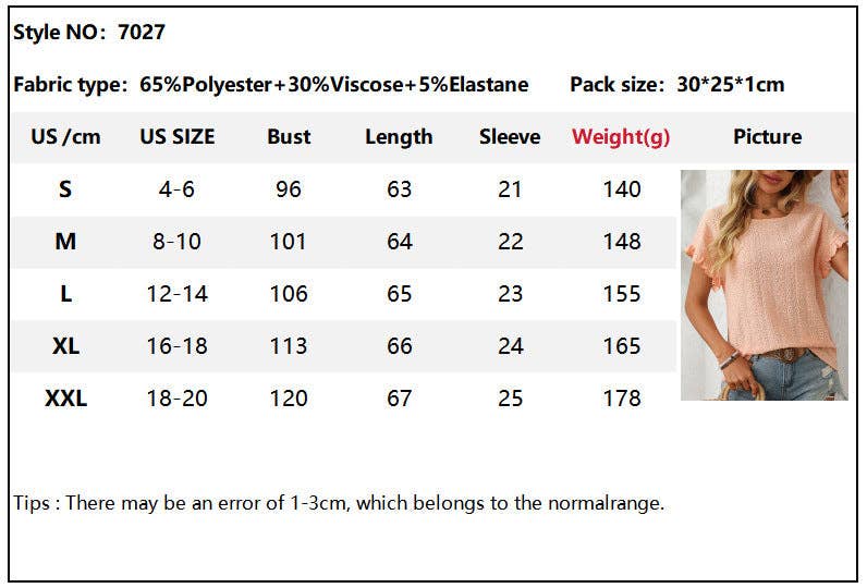 Solid Color Crewneck Sweet Short-Sleeve Hollow-Out Top - Black