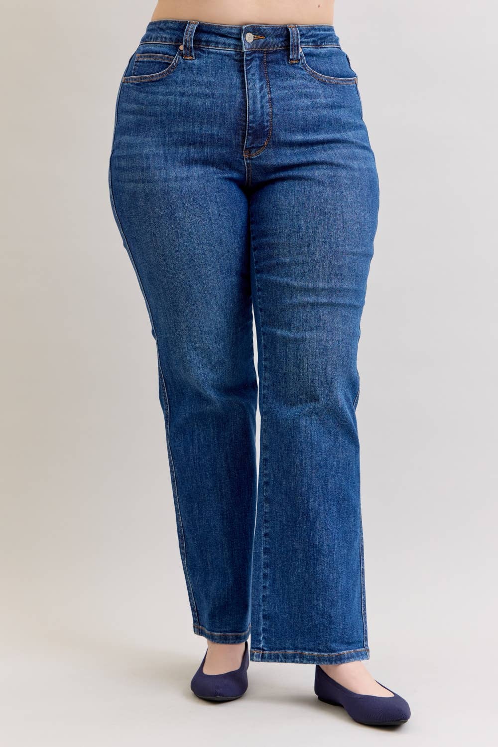 Judy Blue Plus Size High Waist Tummy Control Straight Leg Jeans