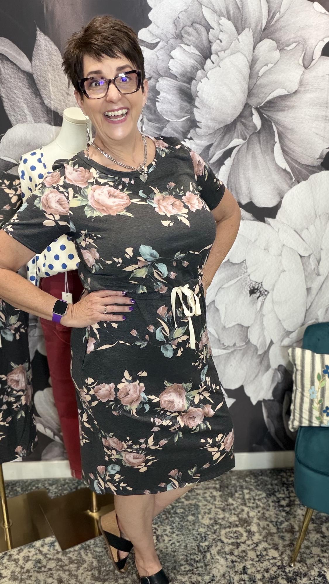 Floral Drawstring Midi Dress
