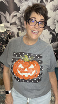 Polka Dot Pumpkin Halloween Graphic T-Shirt