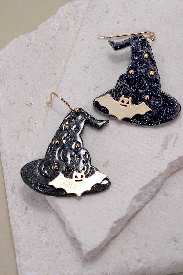 HALLOWEEN WITCH HAT DROP EARRINGS