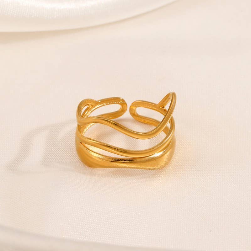 18K Gold Abstract Ring – Adjustable Tarnish-Free Stainless Steel