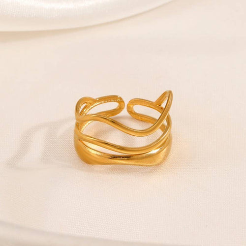 18K Gold Abstract Ring – Adjustable Tarnish-Free Stainless Steel
