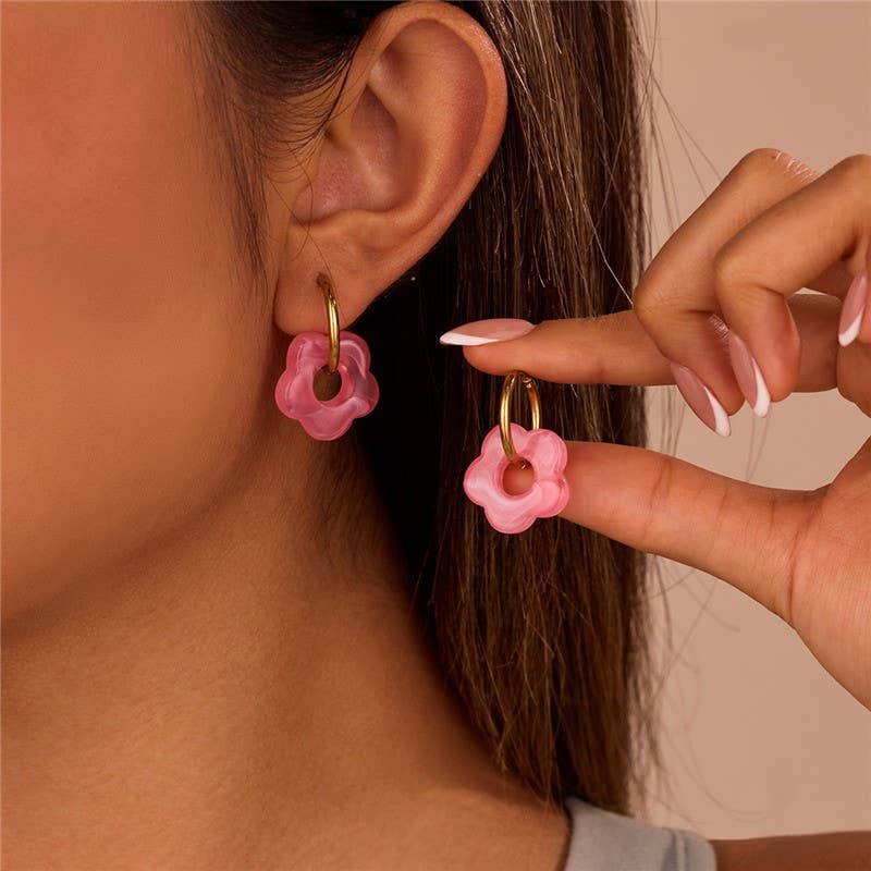 18K Gold Floral Drop Earrings – Tarnish-Free Stainless Steel