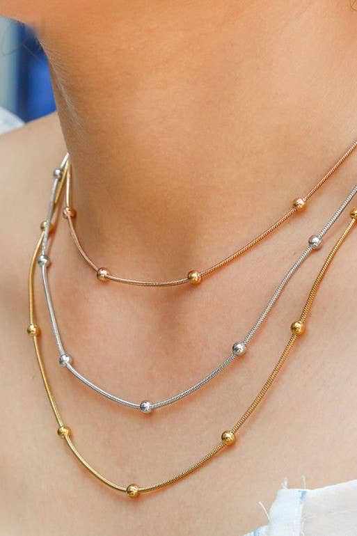 18K STAINLESS STEEL TARNISH FREE LAYERED NECKLACE