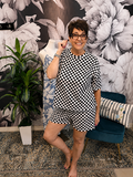 Black Checkerboard Lounge Set – Women's Two-Piece Matching Set