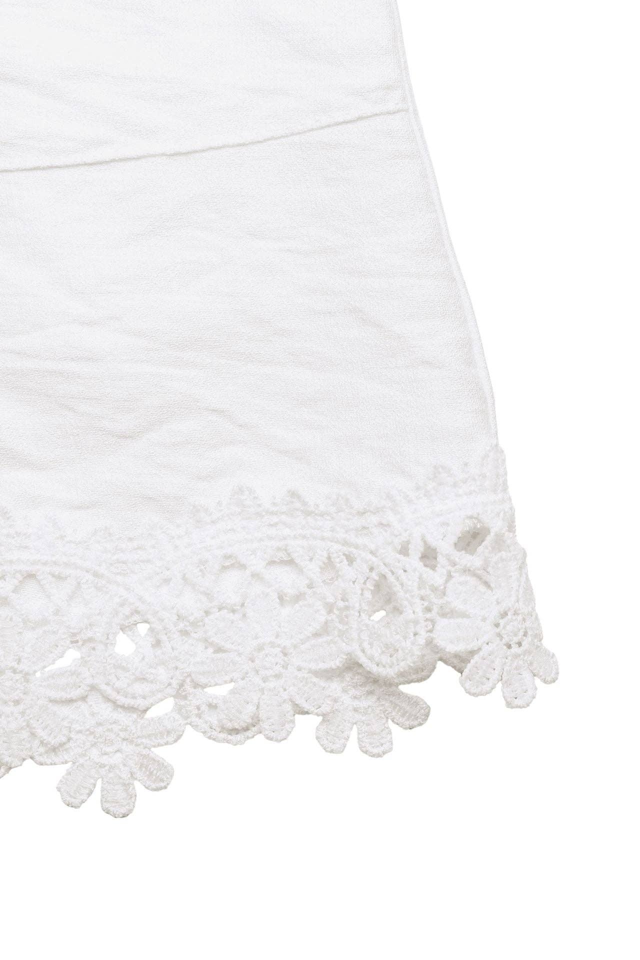 Boho Lace Trim High Waist Drawstring Shorts