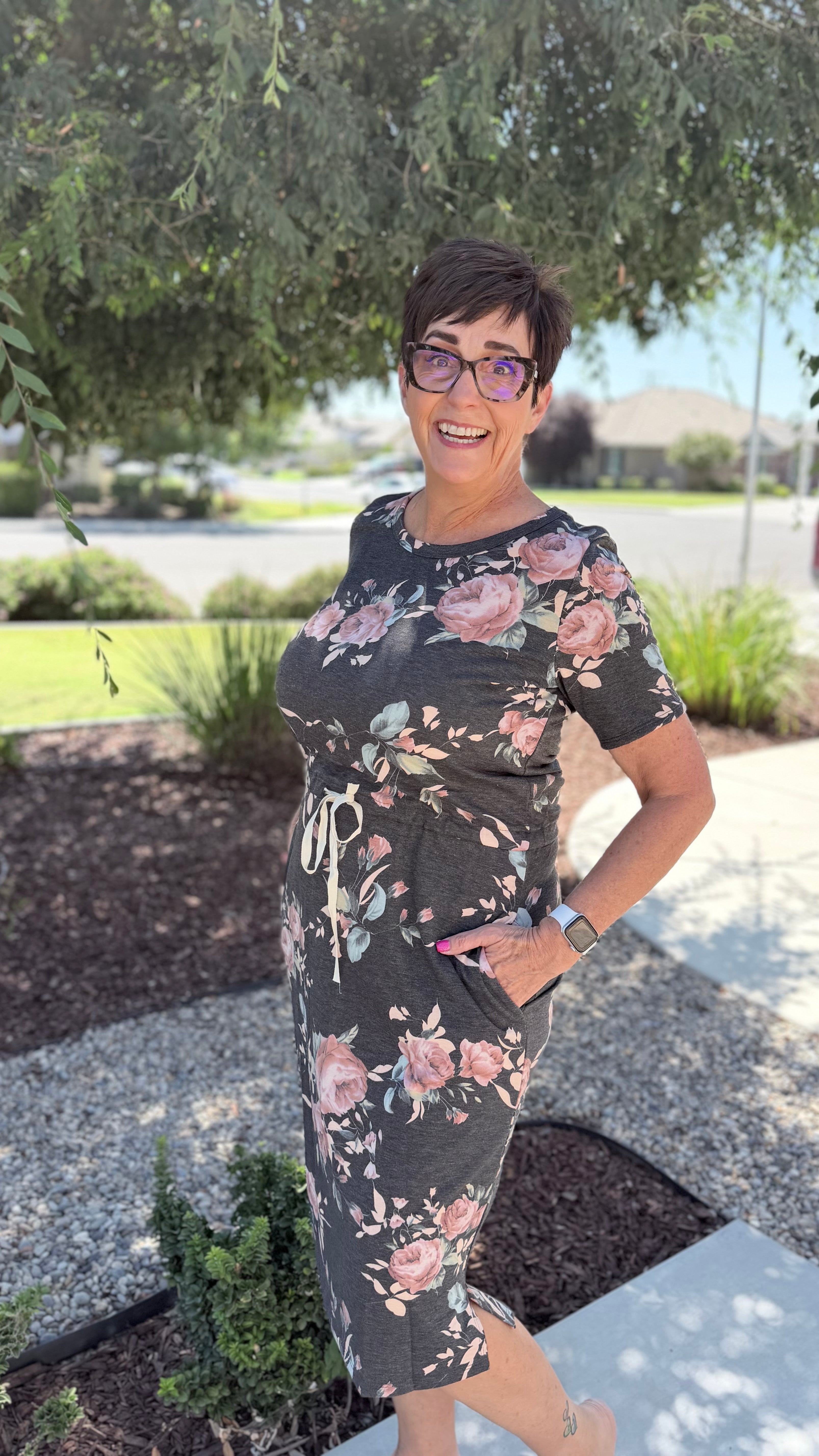 Floral Drawstring Midi Dress