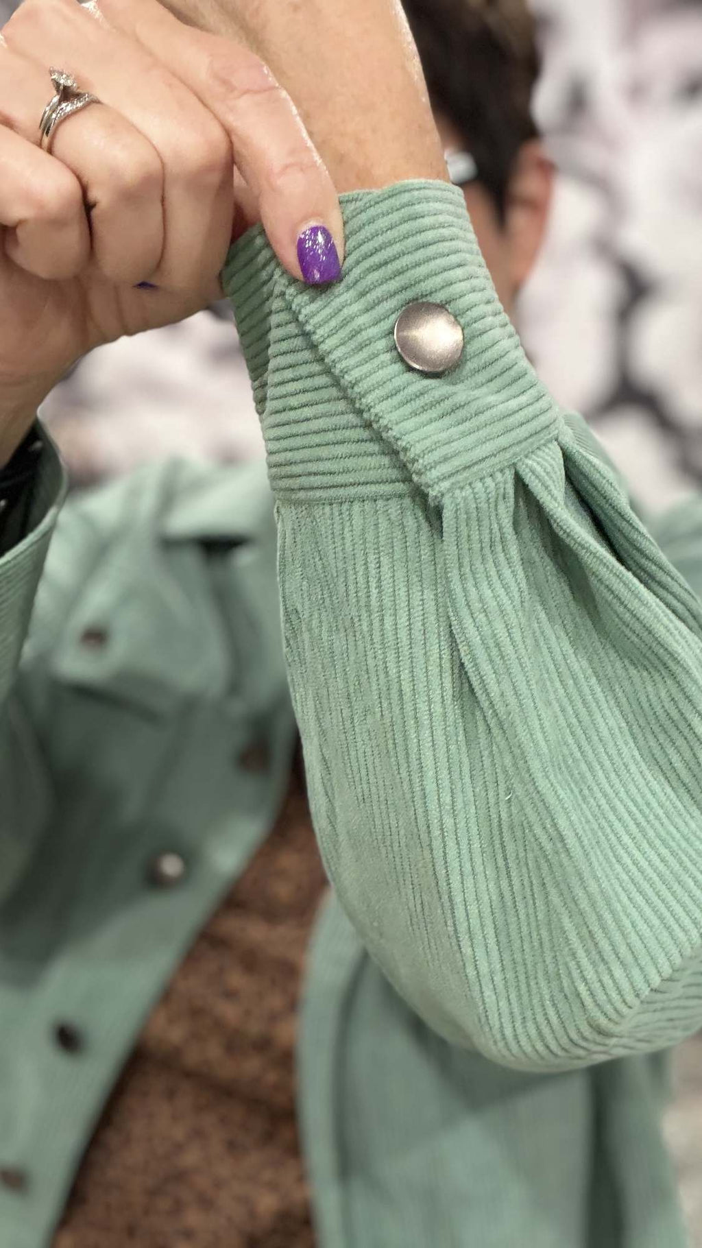 Solid Corduroy Jacket Casual Oversized Button Front
