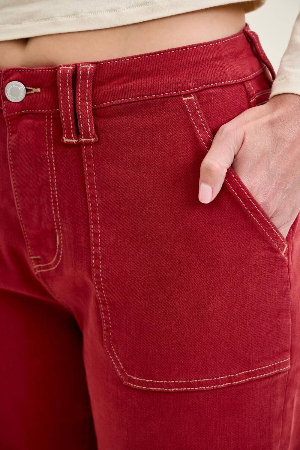 Judy Blue Red Weekender High Waist Relaxed Fit Straight Leg Jeans