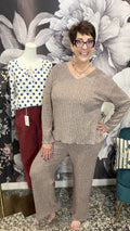Ribbed V-Neck Loungewear Set