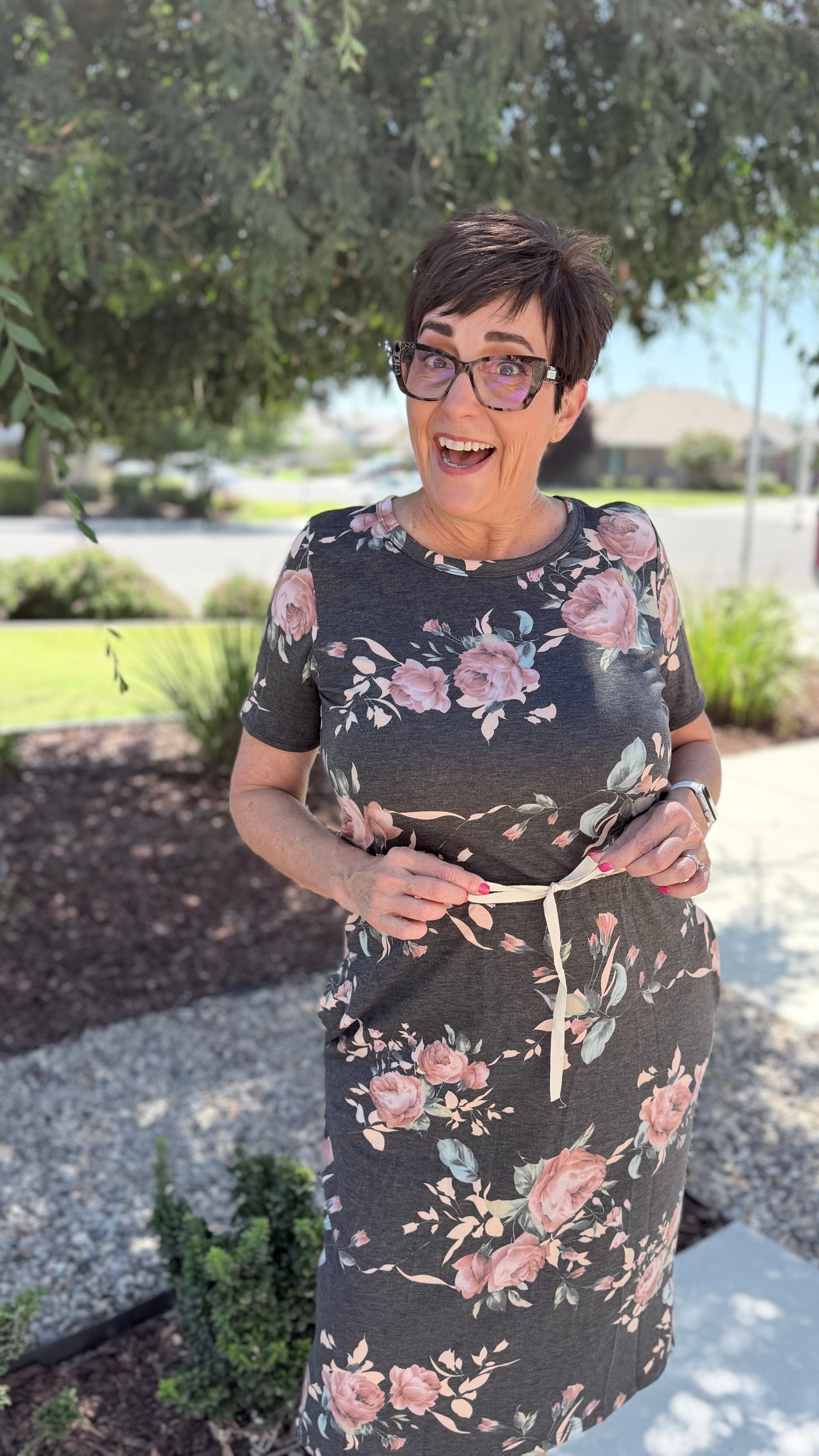 Floral Drawstring Midi Dress