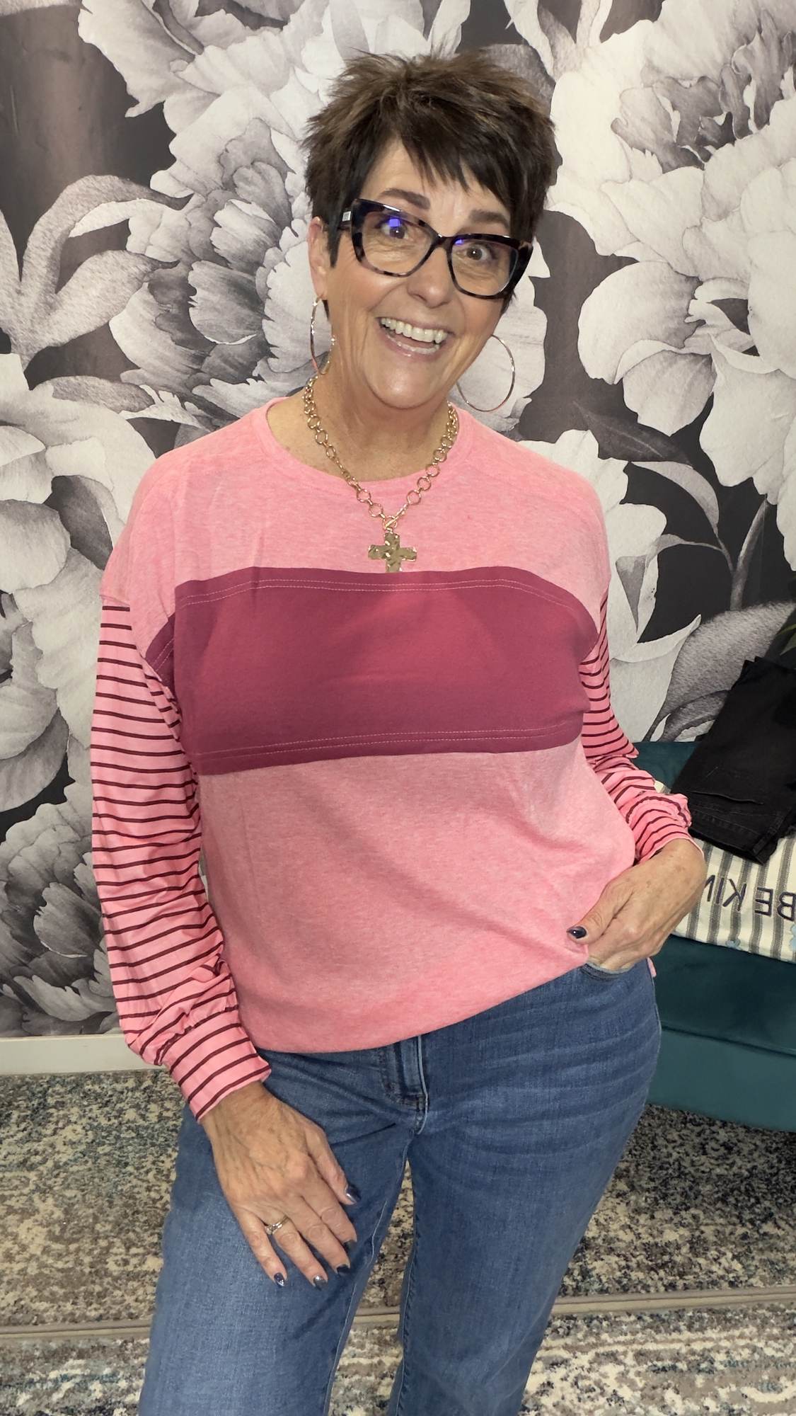 Multicolor Stripe Bishop Sleeve Top