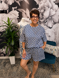Blue Checkerboard Lounge Set – Women's Two-Piece Matching Set
