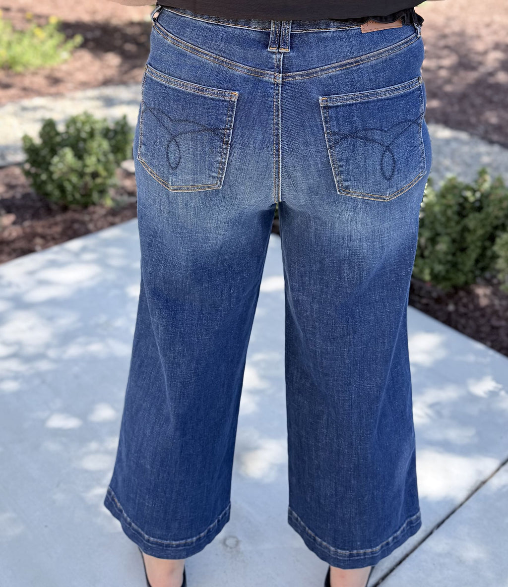 Judy Blue HW T.C. CLAUDIA  Ankle Wide DK Deep Indigo