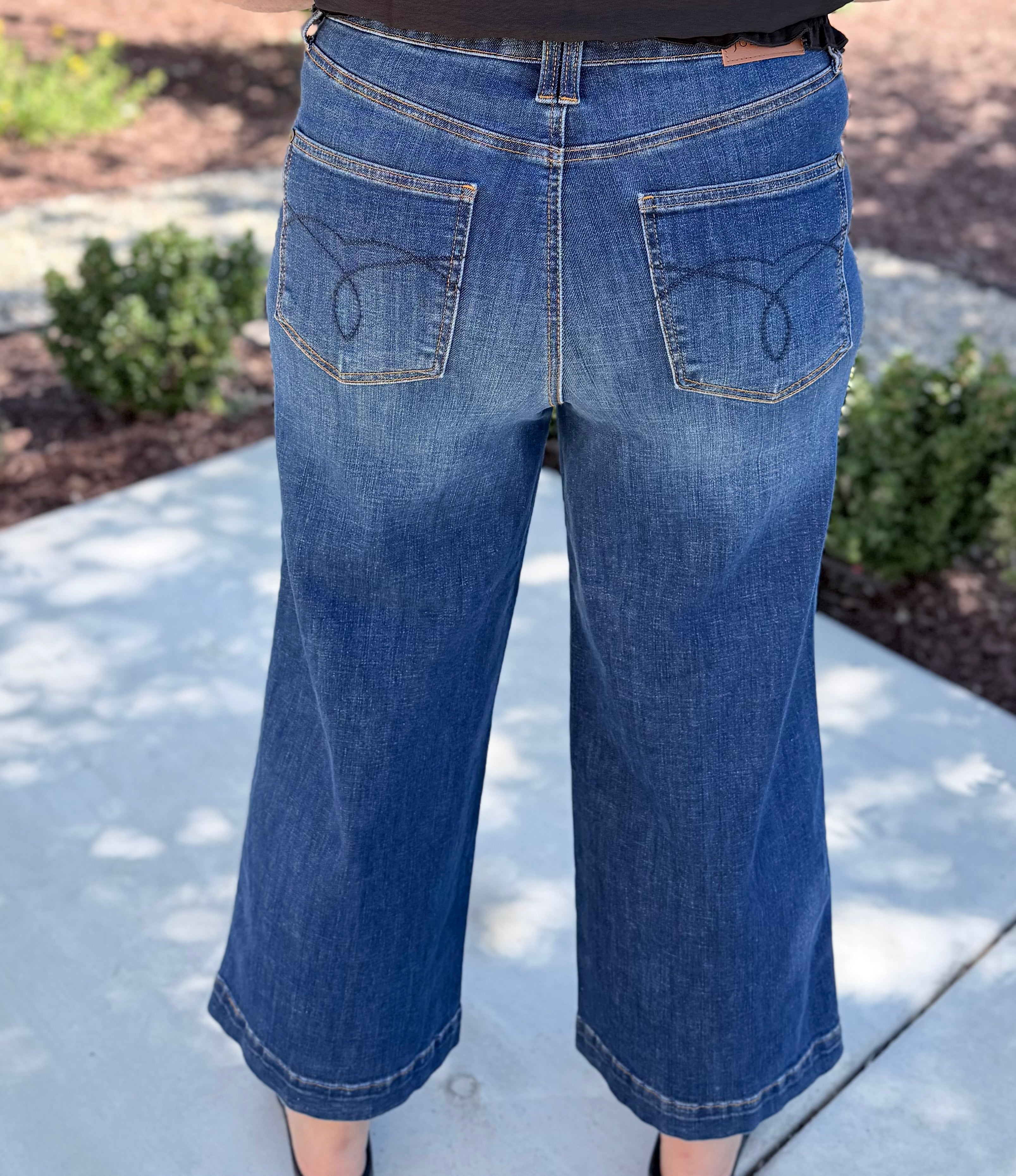 Judy Blue HW T.C. CLAUDIA  Ankle Wide DK Deep Indigo