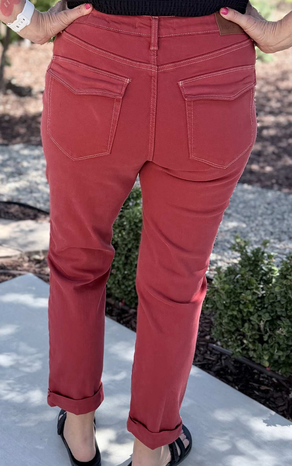 Judy Blue Red Weekender High Waist Relaxed Fit Straight Leg Jeans