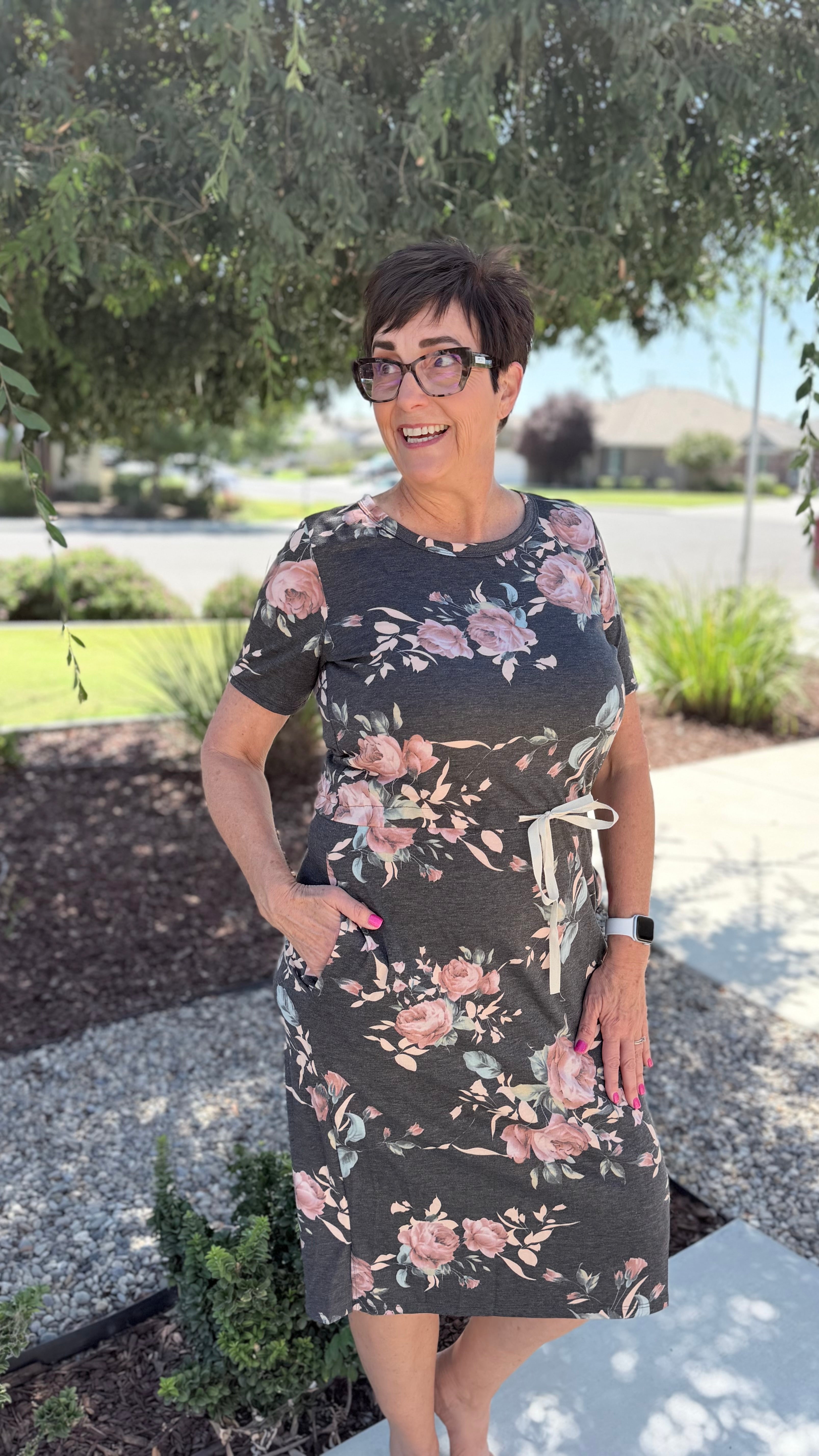 Floral Drawstring Midi Dress