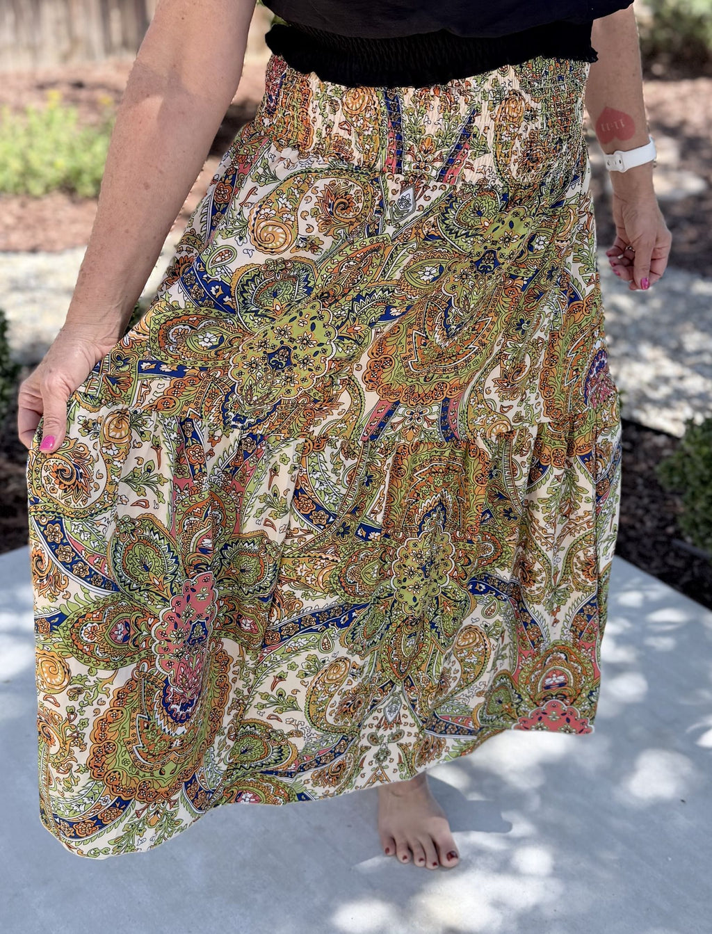 Women's Boho Printed Midi Skirt — Flowy Beach Style