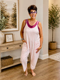 Ribbed Sleeveless Jumpsuit With Pockets / Pink