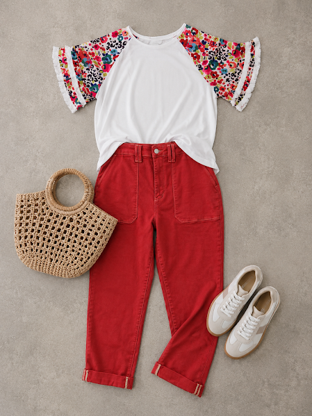 Judy Blue Red Weekender High Waist Relaxed Fit Straight Leg Jeans