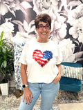 Patriotic Watercolor Heart Oversized Graphic Tee