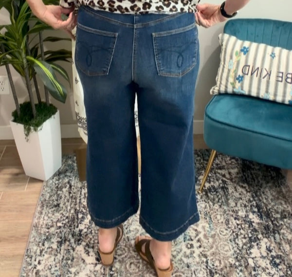 Judy Blue HW T.C. CLAUDIA  Ankle Wide DK Deep Indigo