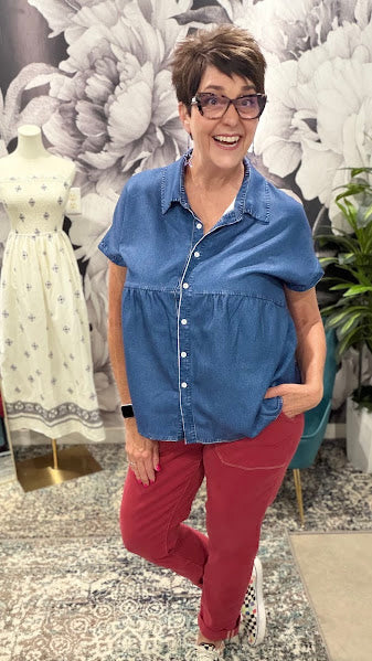 Judy Blue Red Weekender High Waist Relaxed Fit Straight Leg Jeans