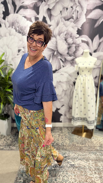 Women's Boho Printed Midi Skirt — Flowy Beach Style