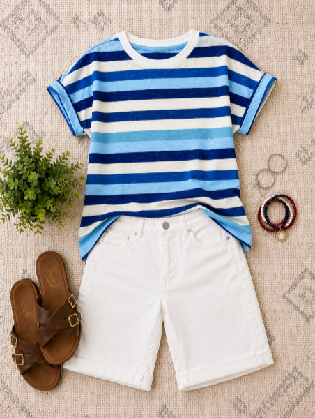 Striped Short Sleeve Top