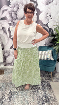 Boho Paisley Print Maxi Skirt — High Waist Split Hem