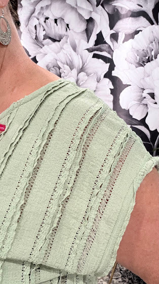 Sage Textured Cap Sleeve Blouse