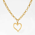 18K Gold Open Heart Necklace – Tarnish-Free Stainless Steel
