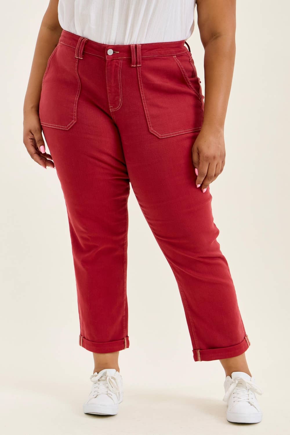 Judy Blue Plus Size High Waist Aurora Weekender Jeans - Haute Red