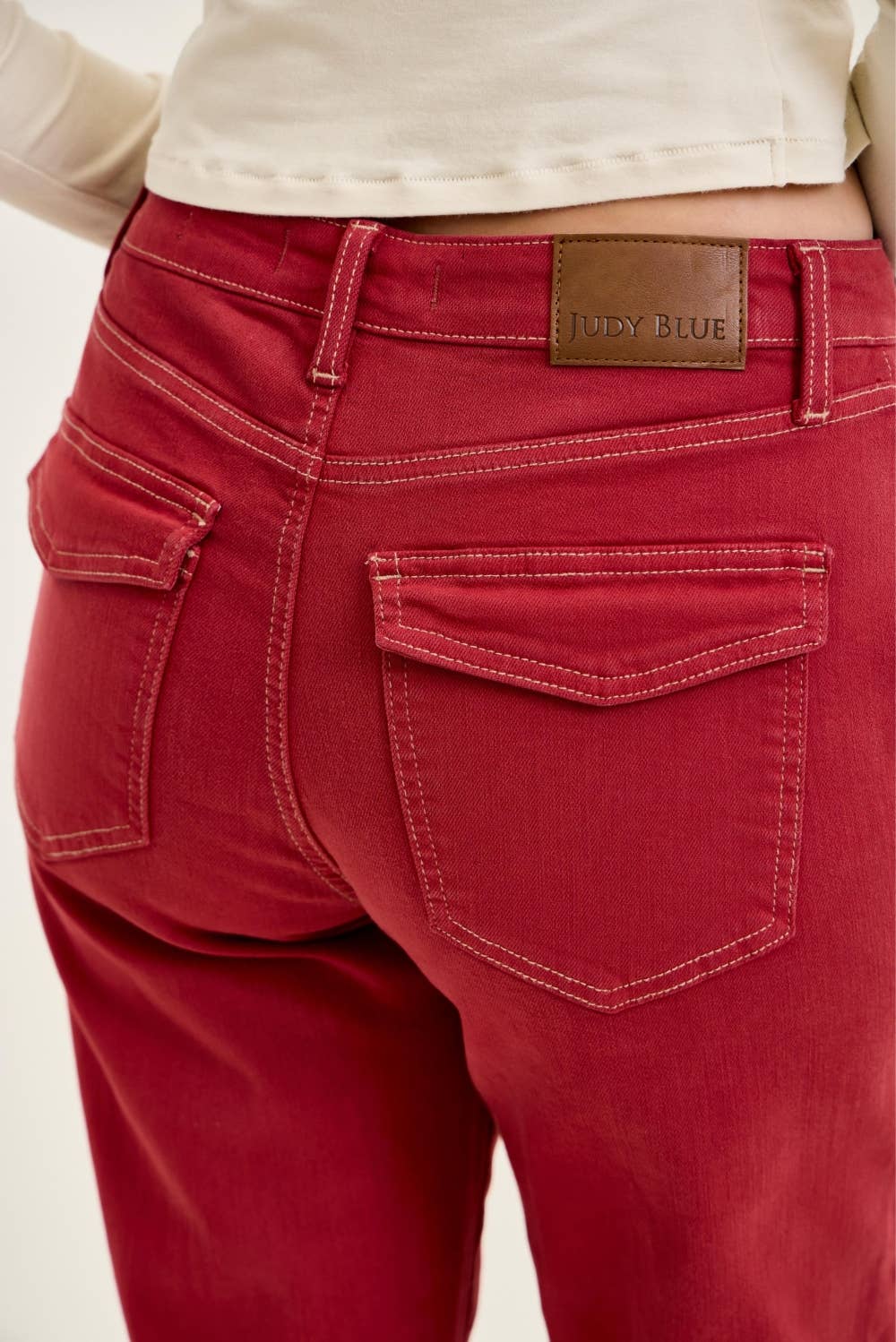 Judy Blue Red Weekender High Waist Relaxed Fit Straight Leg Jeans