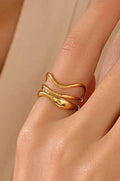 18K Gold Abstract Ring – Adjustable Tarnish-Free Stainless Steel