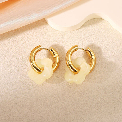 18K Gold Floral Drop Earrings – Tarnish-Free Stainless Steel
