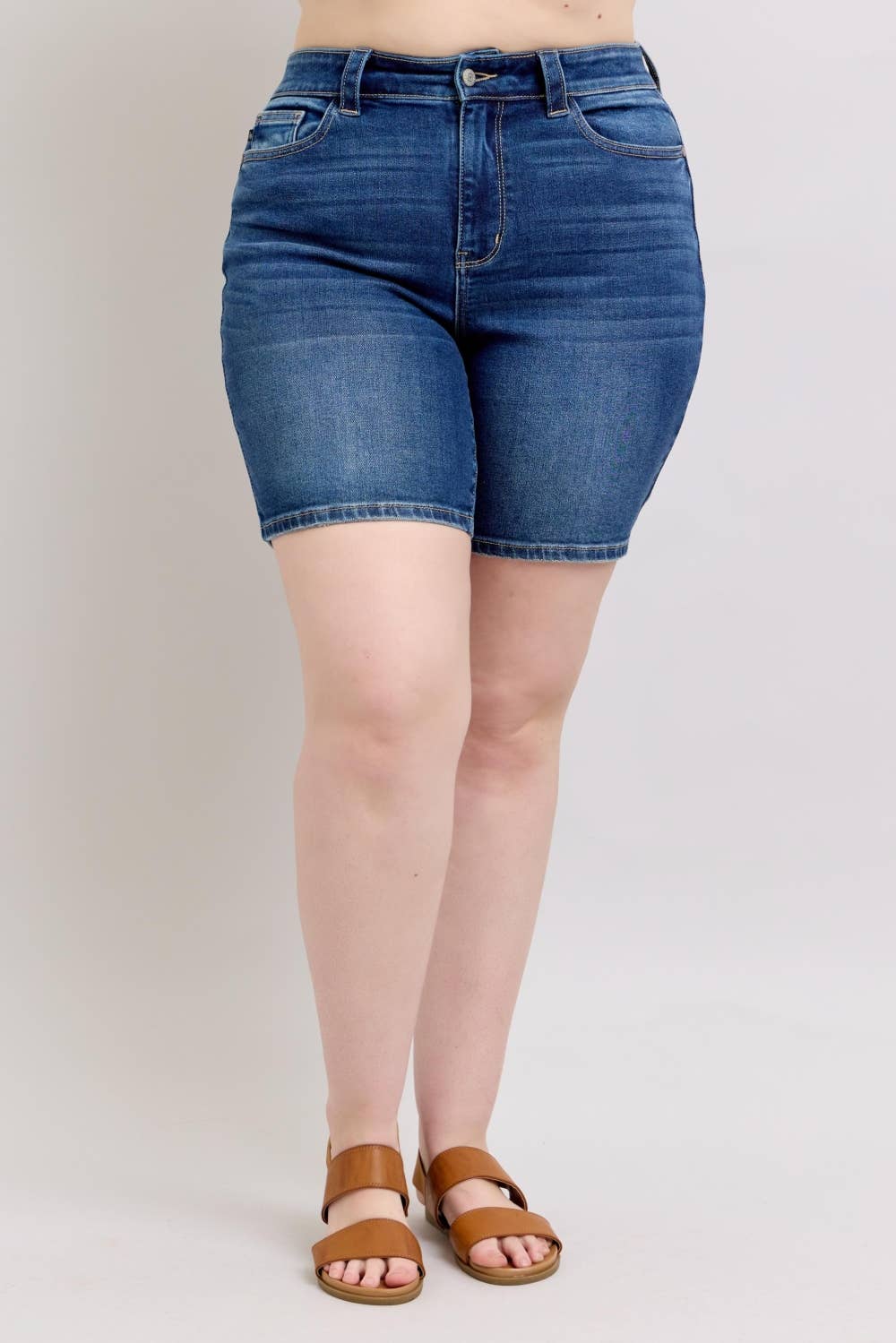 Judy Blue High Waist Bermuda Shorts with Back Flap Pockets - Plus