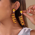 HALLOWEEN TRICK OR TREAT SEED BEAD DROP EARRINGS