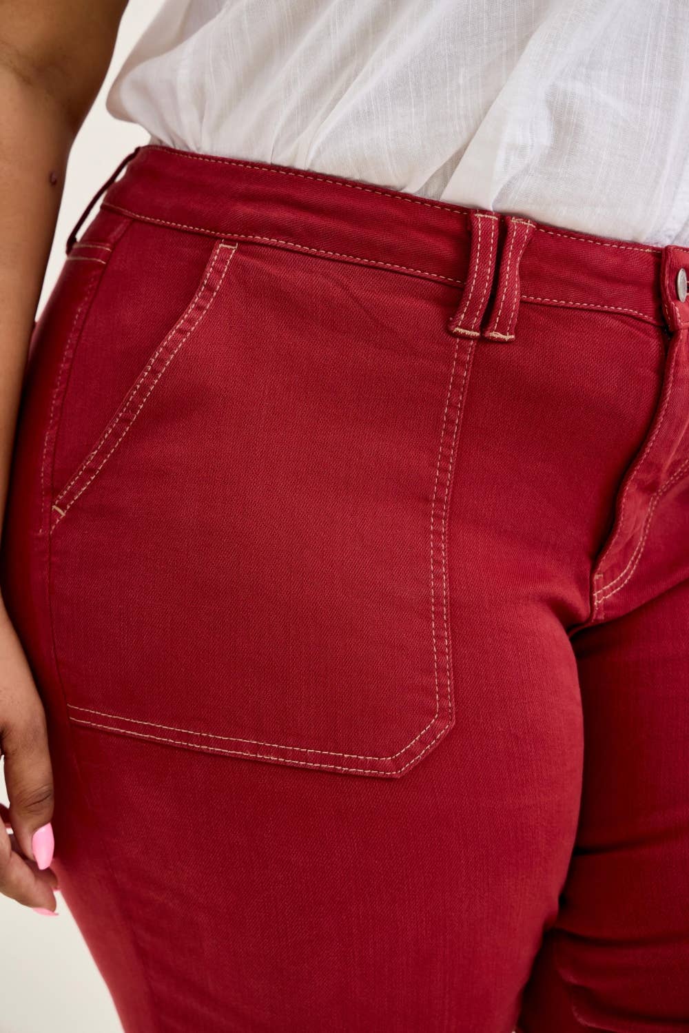 Judy Blue Plus Size High Waist Aurora Weekender Jeans - Haute Red