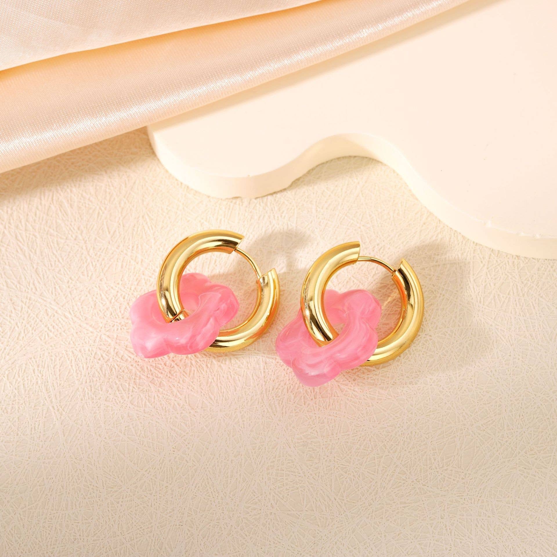 18K Gold Floral Drop Earrings – Tarnish-Free Stainless Steel